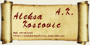 Aleksa Kostović vizit kartica